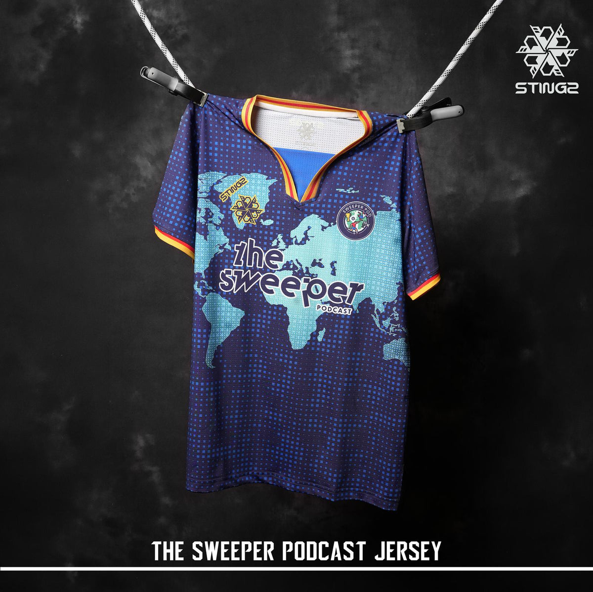 The Sweeper Podcast Jersey — Globe in Dark Blue | Football Shirts